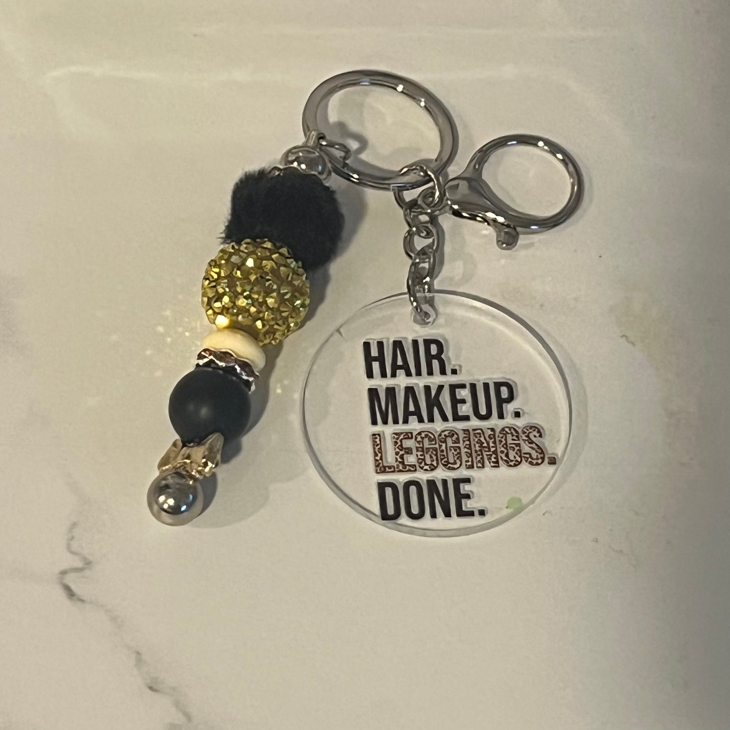 Hair Makeup and Leggings Keychain