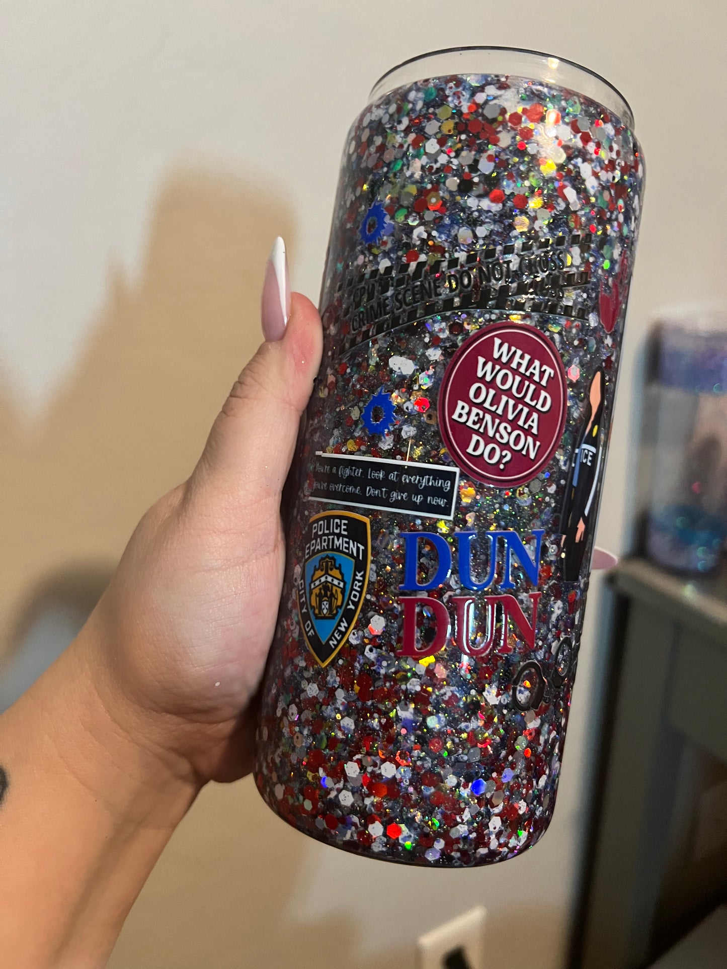 * PRE SALE * Law and Order Decal and Glitter Cup - READ DESCRIPTION