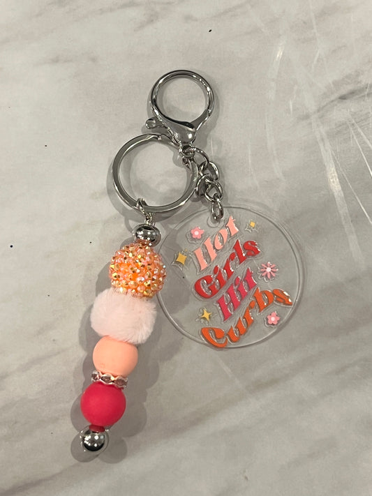 Hot Girls Hit Curbs Keychain