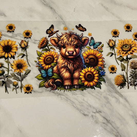 Highland Cow w Flowers